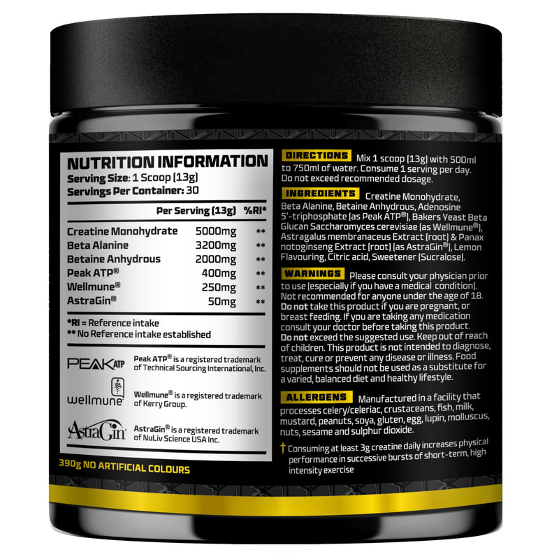 Beast Big D Performance Formula with Creatine Monohydrate Powder and Patented Ingredients for Daily Strength, Stamina and Endurance by Eddie Hall, 30 Servings, Lemon Sherbet