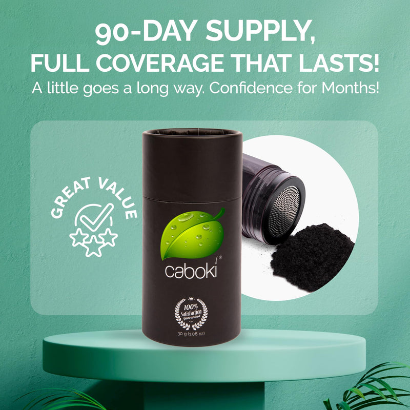 Caboki Hair Fibers for Thinning Hair – Plant-Based Powder - 30g Dark Brown | Instantly Thicker and Fuller-Looking Hair – Natural Plant-Based Fibers – Hair Powder for Men & Women - 90-Day Supply