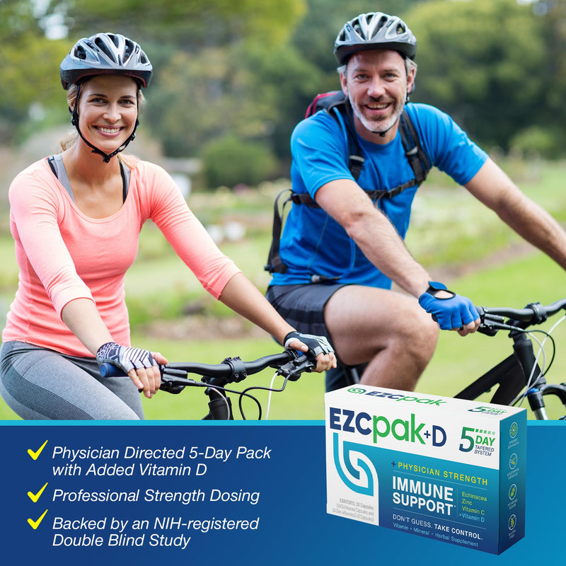 [Australia] - EZC Pak+D 5-Day Tapered Immune System Booster - Vitamin Immune Support Supplement, Echinacea, Zinc, Vitamin C, & Vitamin D, Immune System Support, Immune Boosters for Adults 1 Count (Pack of 1) 