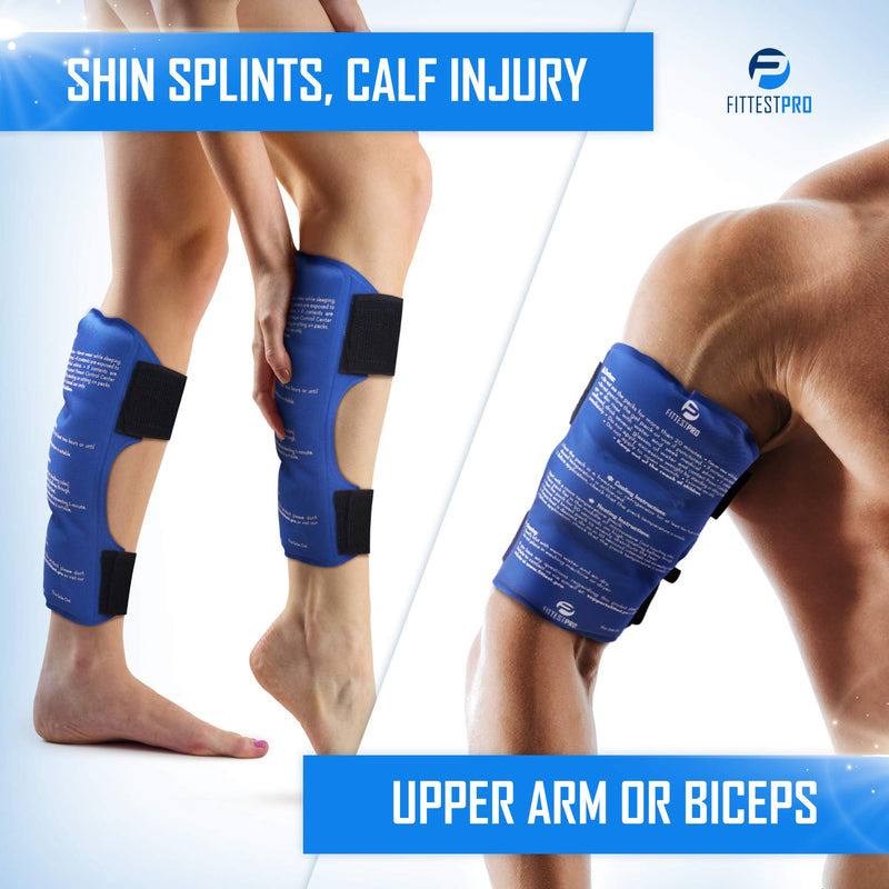 [Australia] - Shin Splint Ice Packs, HSA and FSA Eligible Reusable Hot and Cold Therapy Wrap | Leg or Calf Pain Relief | Advanced Soft Gel Technology | Freezable and Microwavable | Running Injuries & Recovery Shin 