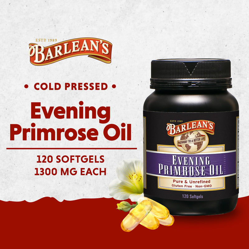 [Australia] - Barlean's Evening Primrose Oil Capsules, GLA Supplement for Men and Women, Healthy Skin, Immune Support and Bone Strength 1300mg Softgels, 120 Count Evening Primrose - 120 Count 