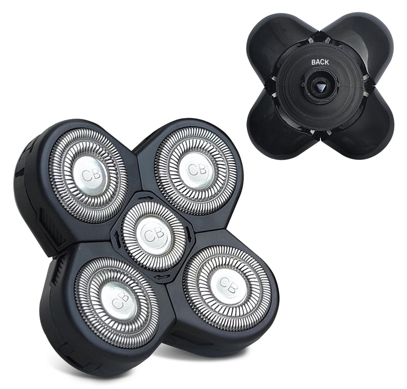 Replacement Shaver Head, Universal Rotary Wet & Dry 5-Blade Head for Coarse Hair, Skull, Face, Body, Arms, Legs, Back, Chest, 1 Unit, The Cut Buddy 1 Count (Pack of 1) Original