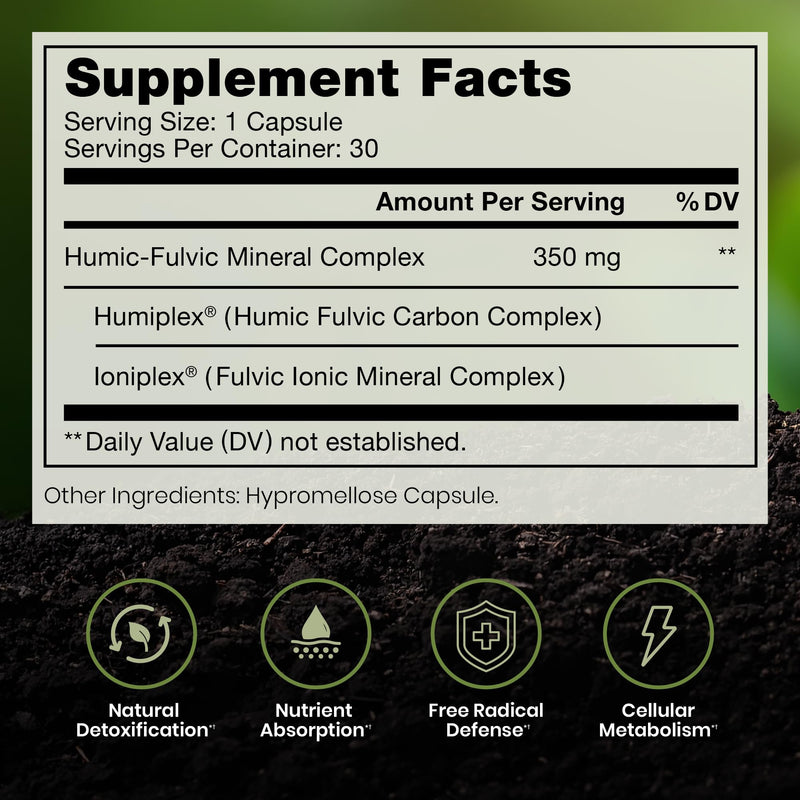 EarthMend Trace Minerals, Fulvic & Humic Acid, 30 Capsules | Ionic Trace Minerals Complex, For Men & Women, Unflavored, 30 Servings