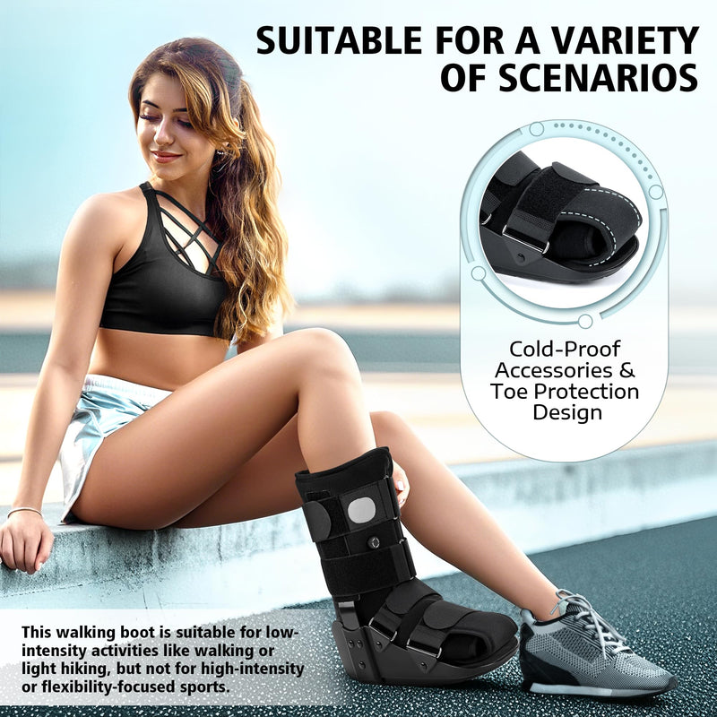 [Australia] - Medibot Advanced Walking Boot for Ankle Injuries & Fractures Adjustable Air Splint with Pump, Medium Black, Fits Shoe Size 6-10'', Men and Women 