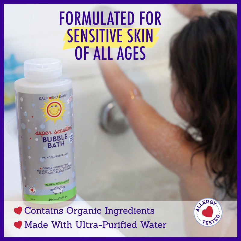 [Australia] - California Baby Super Sensitive Bubble Bath | No Added Fragrance | 100% Plant-Based Ingredients (USDA Certified) | Allergy Friendly | Babies, Adults & Kid Bubble Bath | Ideal for Sensitive Skin | Free Bubble Wand Included |13 Fl oz 