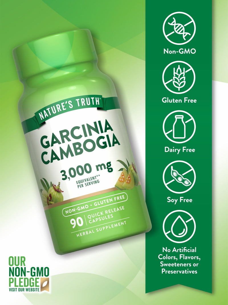 [Australia] - Nature's Truth Garcinia Cambogia 3,000mg | 90 Pills | Plus Chromium Picolinate | Non-GMO and Gluten Free Supplement 