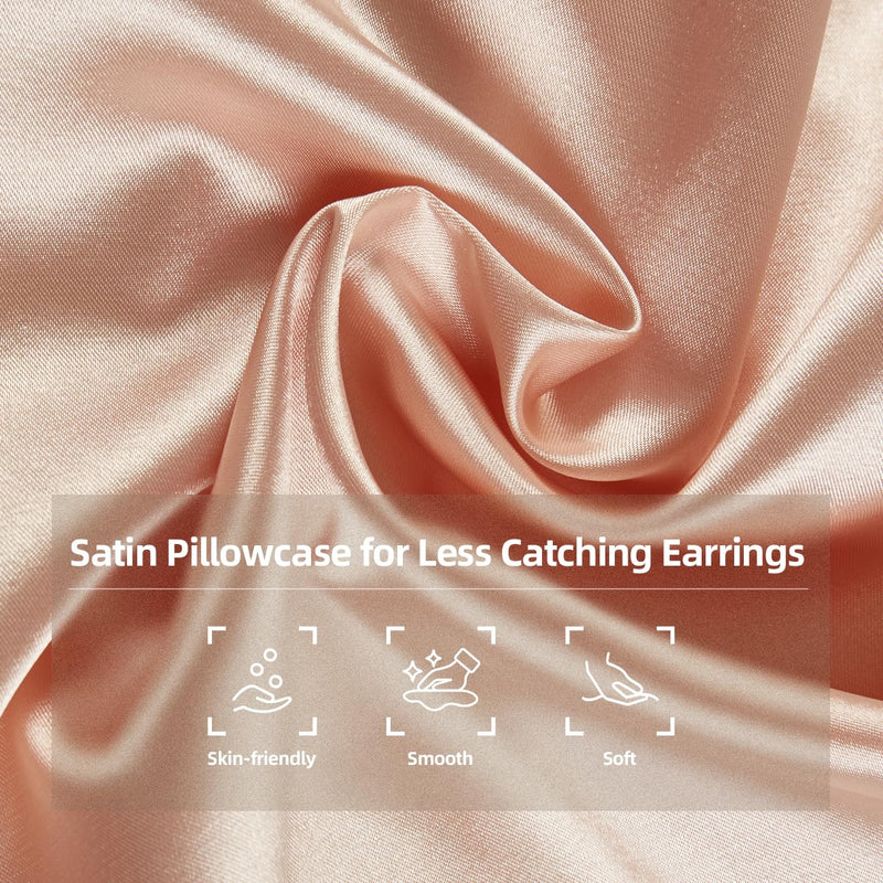 [Australia] - USlixury Piercing Pillow - Ear Piercing Pillow with Foam Plug, 4''H Mini Donut Plilow with 4.7x3.2 Off Center Ear Hole, CertiPUR-US Memory Foam Hole Plilow for Side Sleeper, Satin Cover, Champagne 16"*11"*4" 