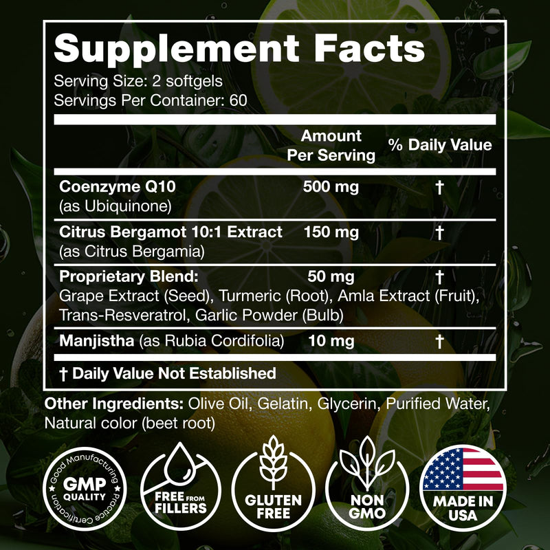 [Australia] - High Absorption CoQ10 500MG - Co Q 10 Supplement 120 Softgels for Heart Health&Energy Production - Enhanced CoQ10 Nutritional Supplements with Coenzyme Q10 - Alternative to coq10 400mg softgels 500 