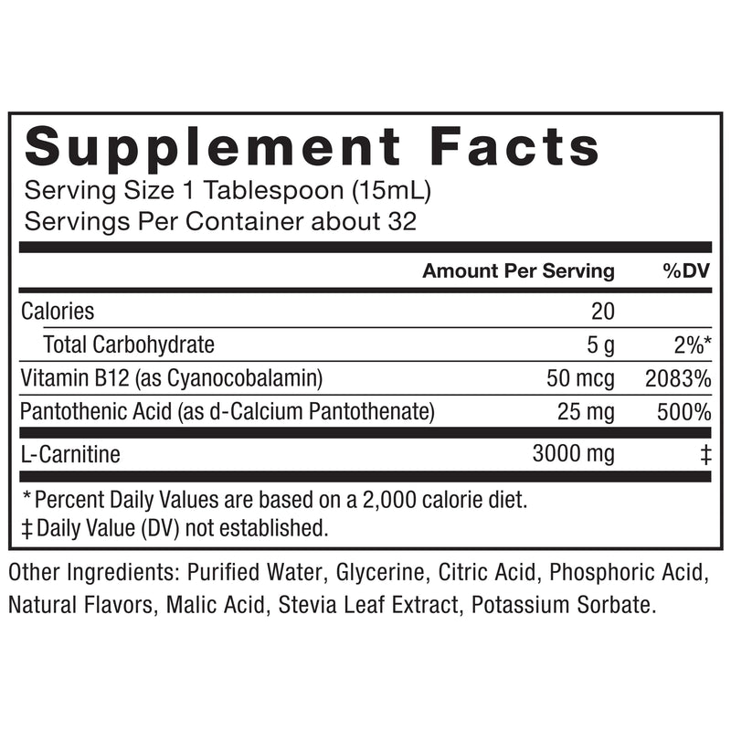 [Australia] - Force Factor L Carnitine Supplement, Liquid L-Carnitine 3000 mg to Help Turn Fat Into Energy, Support Muscle Recovery, and Boost Cellular Energy, Maximum Strength, Non-GMO, Berry Flavor, 16 Oz. 