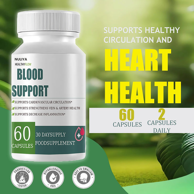 Healthy Flow Blood Support，Improved Blood Flow Supplement，Supplement with Vitamins & Minerals （60 Capsules）