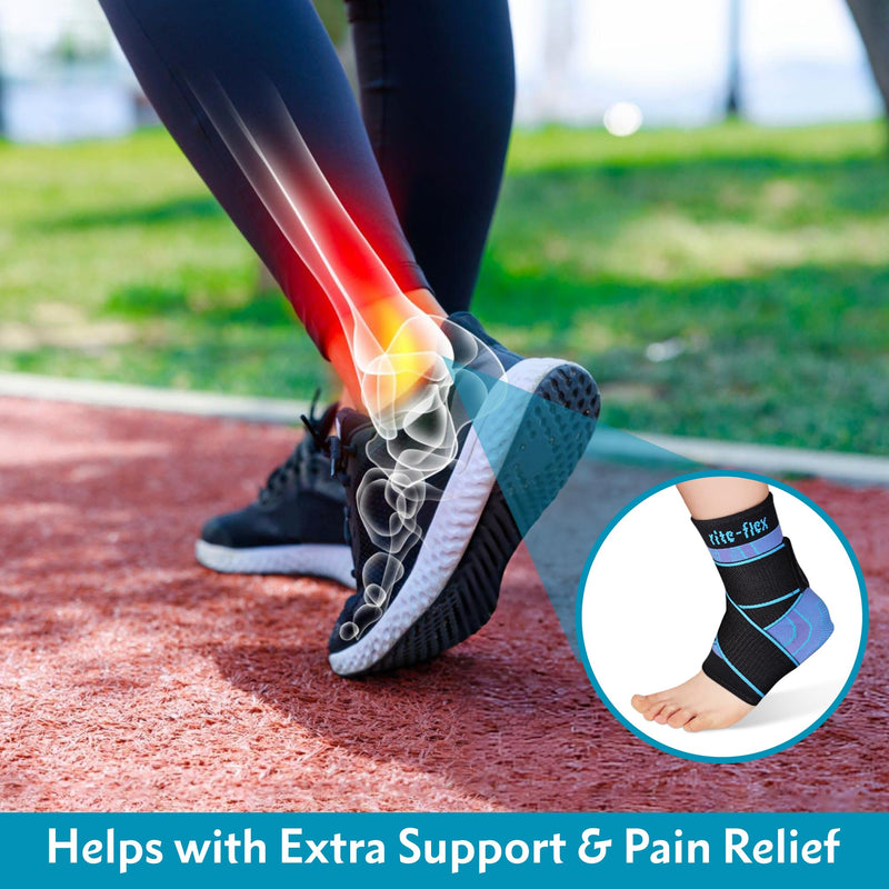 [Australia] - 3-in-1 Ankle Compression Sleeve with Silicone Heel Pad - Ankle Brace for Sprains, Foot Fatigue, Post Surgery, Plantar Fasciitis Relief & Support (2, Medium) 2 
