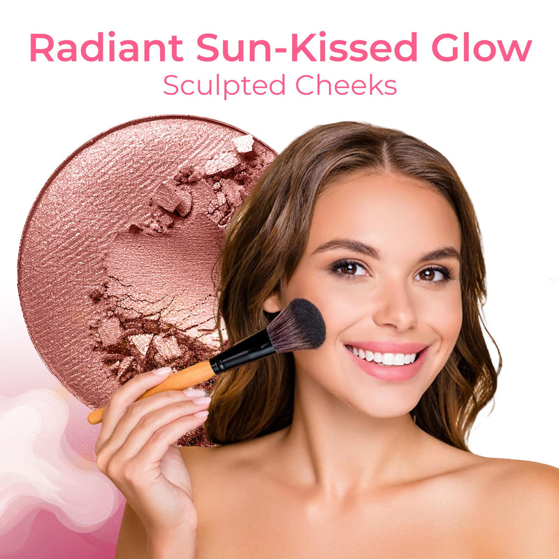 [Australia] - 16pc Beginner Mineral Makeup STARTER KIT with 10 BRUSH SET (5gm) Sample Size Foundation, Primer, Blush, Bronzer, Setting Powder for Learning, Occasional Use & First Time Users, Travel Size Kit (Warm) Warm Foundation Shade 
