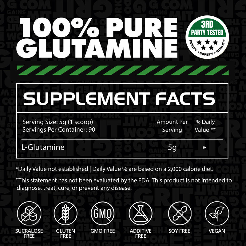 [Australia] - Gains in Bulk L-Glutamine, Gluten Free Glutamine Powder for Muscle Recovery and Growth, Post Workout Support, Amino Acid Supplement, Promotes Protein Synthesis, Non GMO, Unflavored, 90 Servings 