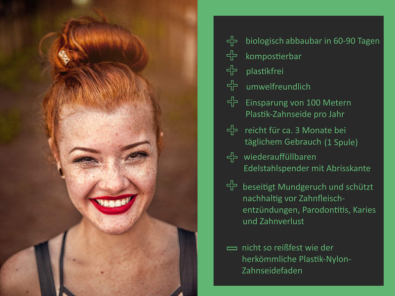 [Australia] - C4wrd ™ compostable natural bamboo dental floss in a stainless steel dispenser for healthy teeth - health begins in the mouth 