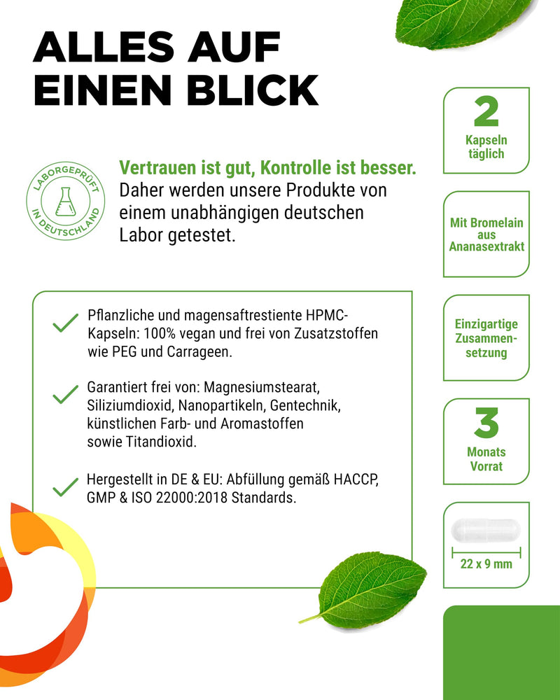 [Australia] - Digestive enzymes - 180 capsules with 16 enzymes plus betaine HCL, rutin & gentian root - with bromelain, papain, amylase, lipase, protease, lactase - vegan - high dosage 