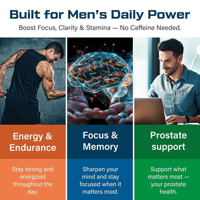 Multivitamin for Men 50+ with Methylated B12 & Folate, 180 Capsules | 43-in-1 iron-free men’s formula with Omega-3, CoQ10, fermented herbs, probiotics, and daily wellness support 90 Count (Pack of 2)