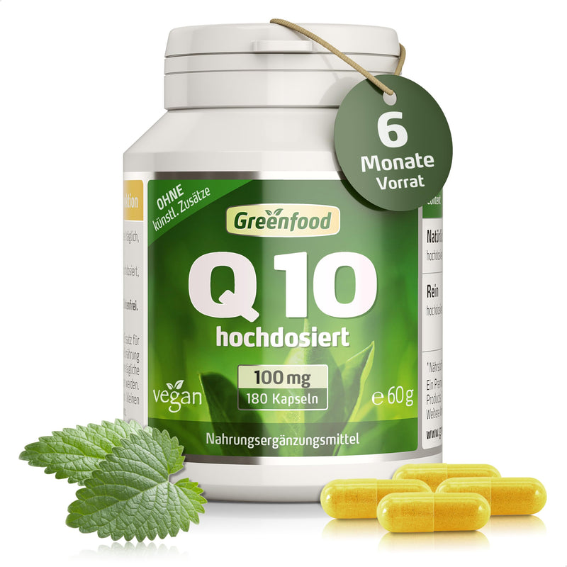 [Australia] - Coenzyme Q10, 100 mg pure Q10, high dose, 180 capsules - produced by natural fermentation. WITHOUT artificial additives, without genetic engineering. Vegan. 180 pieces (pack of 1) 