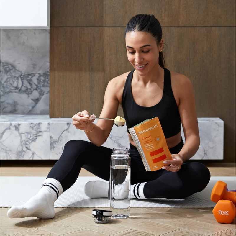 Medahuman Recover Superblend Recovery Powder with Lion's Mane Mushroom, B Vitamins, Zinc, Turmeric & Ginger – Orange Flavour Adaptogen Post Workout Support – 150g