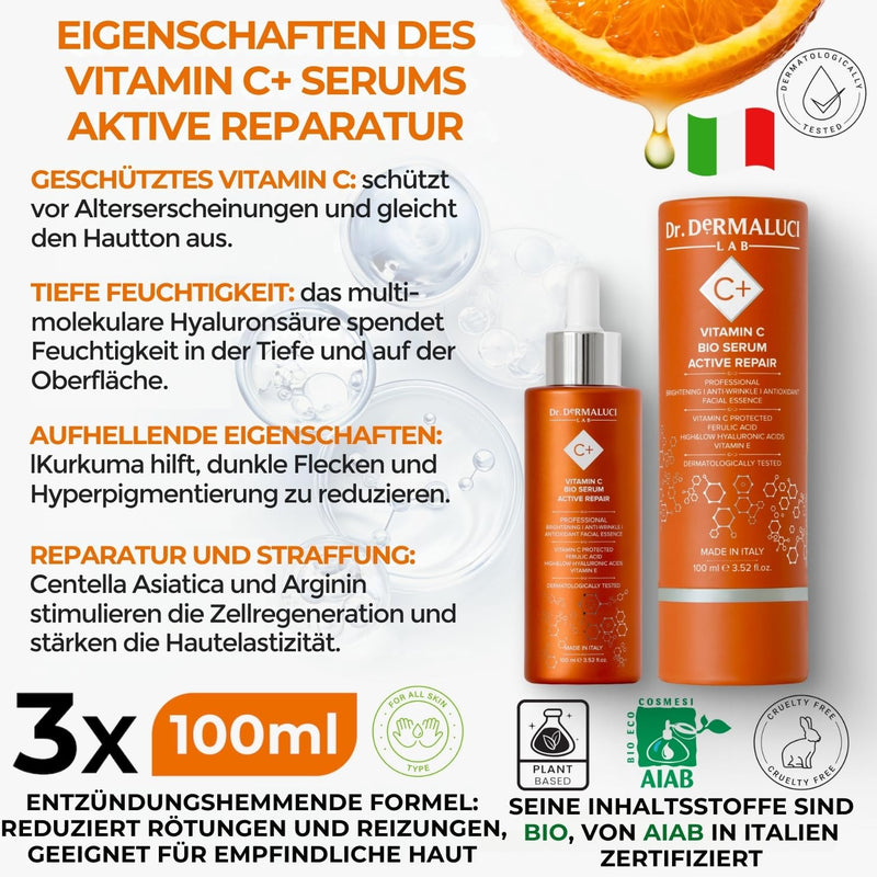 [Australia] - Vitamin C Serum Face 100ML ORGANIC Hyaluronic/Ferulic Acid | Brightening Turmeric Centella Asiatica | Brightening Moisturizing Smoothing | Anti-Aging Naturally | Men/Women | All skin types 