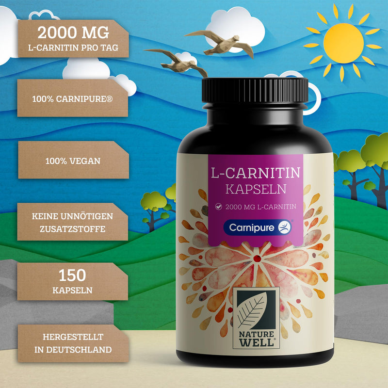 [Australia] - L-Carnitine capsules 150x - L-Carnitine high dose with 2000 mg L-Carnitine made from 100% Carnipure® Carnitine - pure L-Carnitine in premium quality - without unwanted additives - laboratory tested and 100% vegan 1x 150 capsules 