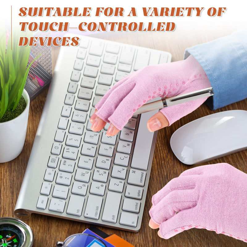 JenPen 6 Pair Arthritis Compression Gloves for Women, Fingerless Compression Glove for Relieve Arthritis Rheumatoid Daily Use Mixed Color Large