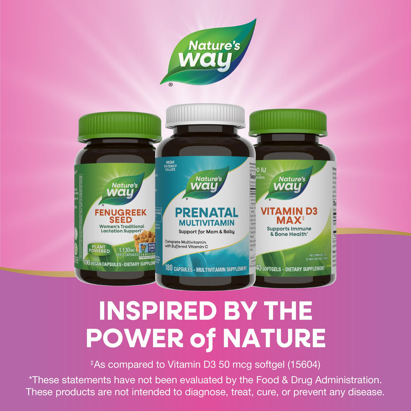 Nature's Way Prenatal Multivitamin, 23 Vitamins & Minerals, 180 ct | Prenatal Multivitamin with Folate to Support Healthy Brain and Spinal Development*, with Buffered Vitamin C