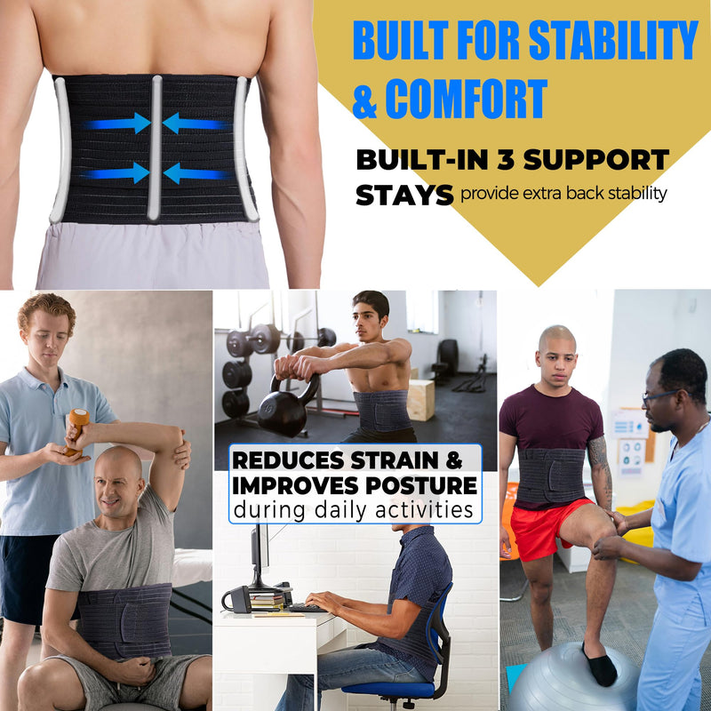Funcy Men's Adjustable Abdominal Binder – Post-Surgery Recovery Belt, Hernia Support, and Core Stability Wrap (Black, Medium) Black