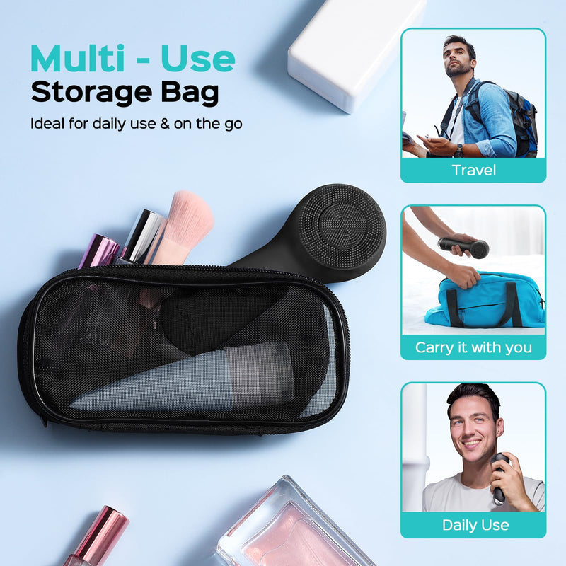 COSLUS Face Scrubber Facial Cleansing Brush: 2 in 1 Spin and Vibration Patented Tech, Silicone Electric Exfoliator Scrubber with Automatic Foaming, Waterproof Face Cleanser Brush for Men and Women Black