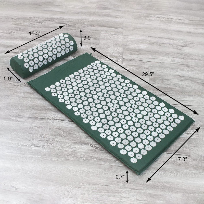 [Australia] - Sivan Back and Neck Pain Relief Acupressure Mat and Pillow Set, Chronic Back Pain Treatment - Relieves Your Stress of Lower Upper Back and Sciatic Pain - Green 