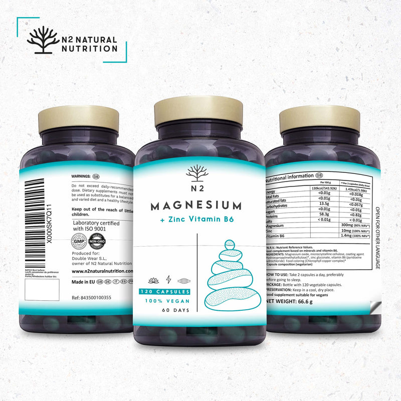 Magnesium Zinc Vitamin B6. Boosts Energy Sports Muscle Performance. Increases Testosterone Level. Improves Sleep. Protein Synthesis. 120 Vegetable Capsules UK Vegan Certified. N2 Natural Nutrition 120 Capsules