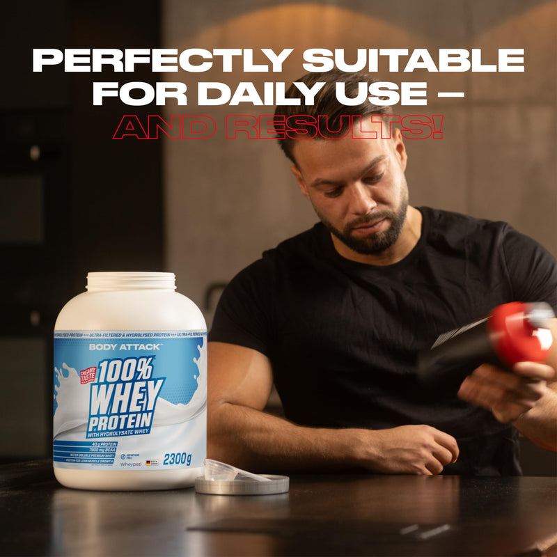 [Australia] - Body Attack 100% Whey Protein - Vanilla, 2.3 kg - Made in Germany - extra creamy protein powder with hydrolyzate and BCAAs, supports muscle building and diets, for all athletes and athletes Vanilla 76 portions (pack of 1) 