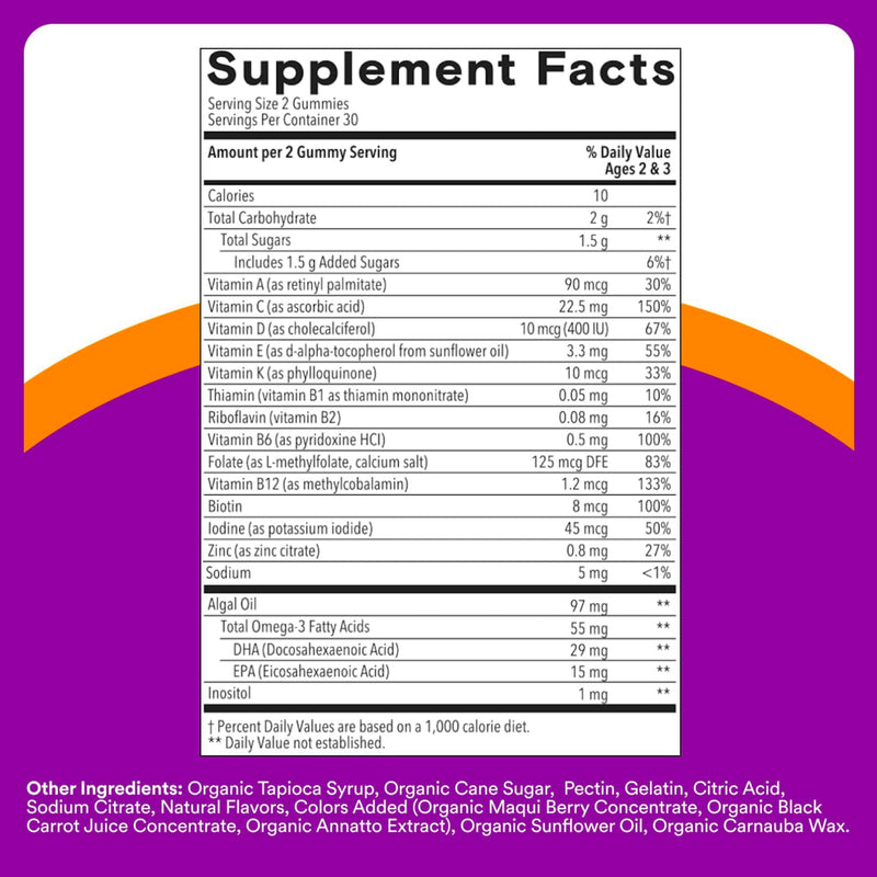 SmartyPants Toddler Multivitamin Gummies, Omega 3 (DHA/EPA), Vitamins D3, C, Vitamin B12, B6, A, K & Zinc, Biotin, Gluten Free, Three Fruit Flavors, 60 Count (30 Day Supply) 60 Count (Pack of 1) Multi + Omega - 30 Day Supply