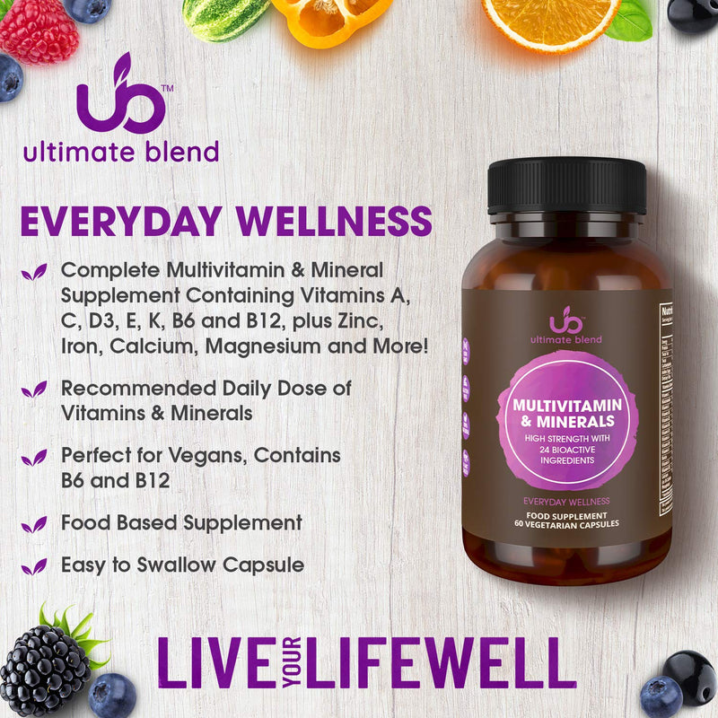 Ultimate Blend Multivitamin & Minerals | Once Daily Nutritional Support with 26 Bioactive Ingredients | Everyday Wellness Supplement | Vegan, Gluten Free | Boosts Energy & Immunity – 60 Vegan Caps…