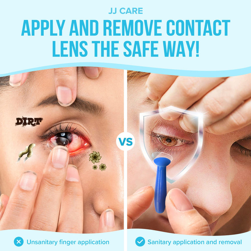 [Australia] - JJ CARE Contact Lens Applicator - Bundle Pack, Contact Lens Remover for Hard Lenses, Eye Contact Plunger for Hard Contacts, Contact Removal Tool for Permeable Gas Lenses w/Mirror & Contact Lens Case 