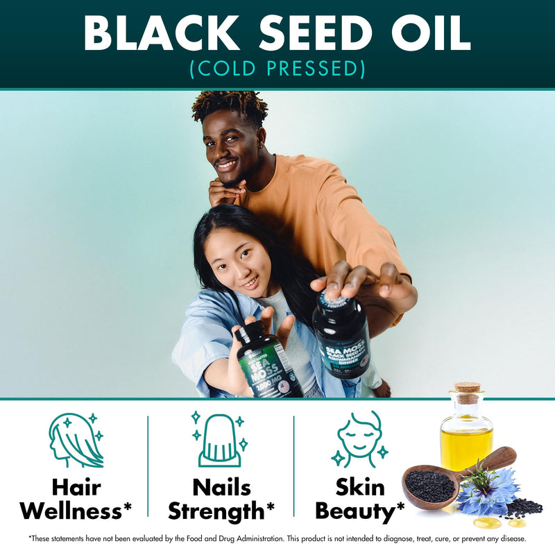 [Australia] - Irish Sea Moss Black Seed Oil Ashwagandha Ginger, 20,000mg Capsules, Seamoss Black Seed Oil Ashwagandha Burdock Root, All in One Supplement, 120 Capsules 120 Count (Pack of 1) Sea Moss Advanced 