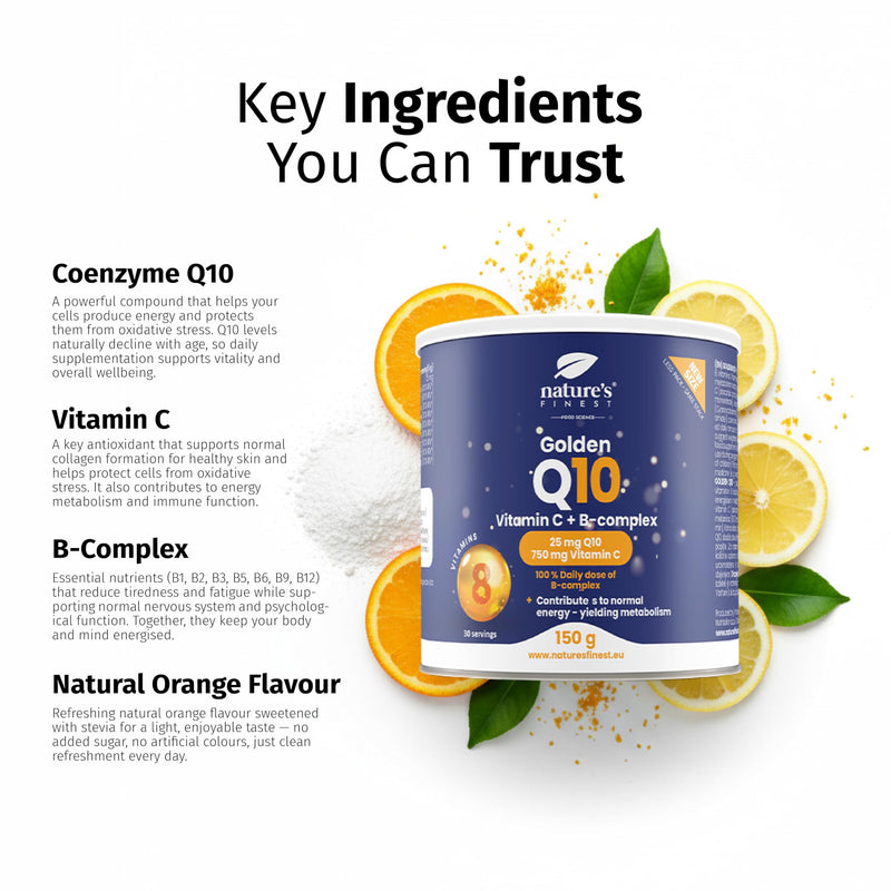 Nature's Finest by Nutrisslim Golden Q10, High Strength Coenzyme Q10, Potent Q10 Supplements for Vitality, CQ10 Supplement Formula, Co Q10 Supplement for Energy Orange 150g (Single)