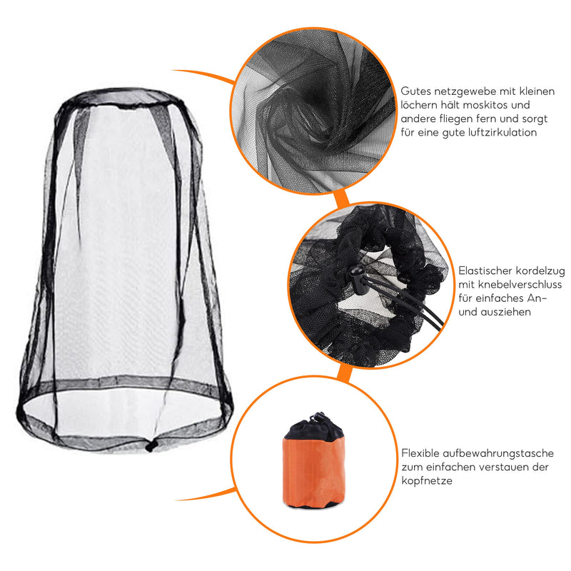 [Australia] - Mosquito Net Head, Pack of 2 Mosquito Head Net with Carry Bag, Head Net Face Mesh Head Cover, Mosquito Net Hat for Face Insect Protection Hat for Outdoor Fishing Beekeeping Camping (Black) 