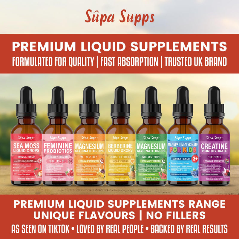 Maca Root & Magnesium Glycinate Liquid Drops 60ml - High Strength 2000mg Maca + 1000mg Magnesium per 2ml - Reduction of Tiredness & Fatigue, Normal Muscle Function, Nervous System Support