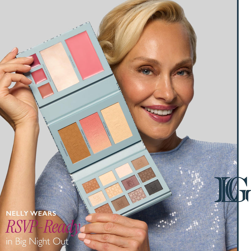 [Australia] - LAURA GELLER NEW YORK RSVP-Ready Big Night Out Full Face Travel Makeup Palette - All-in-One Set includes Eyeshadows, Eye Liners, Blush, Bronzer, Highlighter, Setting Powder, and Lip Creams 