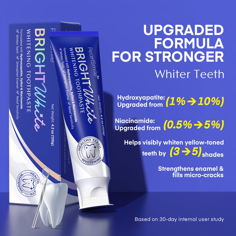 [Australia] - PearlSmile Hydroxyapatite Niacinamide Whitening Toothpaste – 5% Niacinamide + 10% Nano-Hydroxyapatite (nHAp) – Strengthens Enamel & Remineralizes – Fluoride-Free, 4.2oz (Pack of 1) 4.2 Ounce (Pack of 1) 