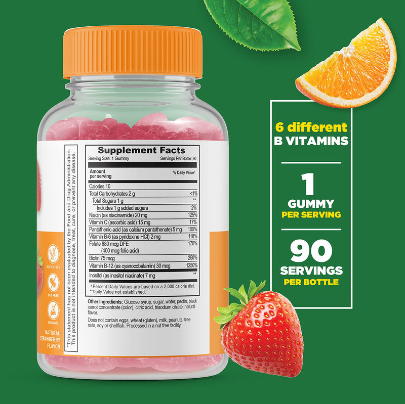 Lifeable Iron with Vitamin C + B Complex, Gummies Bundle - Great Tasting, Vitamin Supplement, Gluten Free, GMO Free, Chewable Gummy