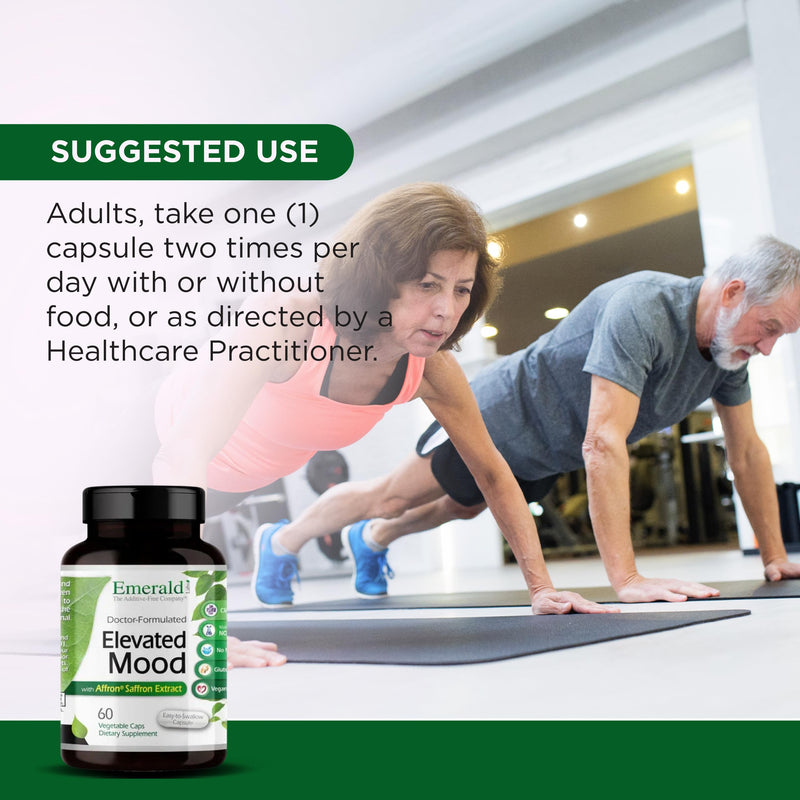 Emerald Labs Elevated Mood, 60 Vegetable Capsules (30-Day Supply) | Stress Management Supplement* with Sensoril Ashwagandha Extract & Affron Saffron Extract