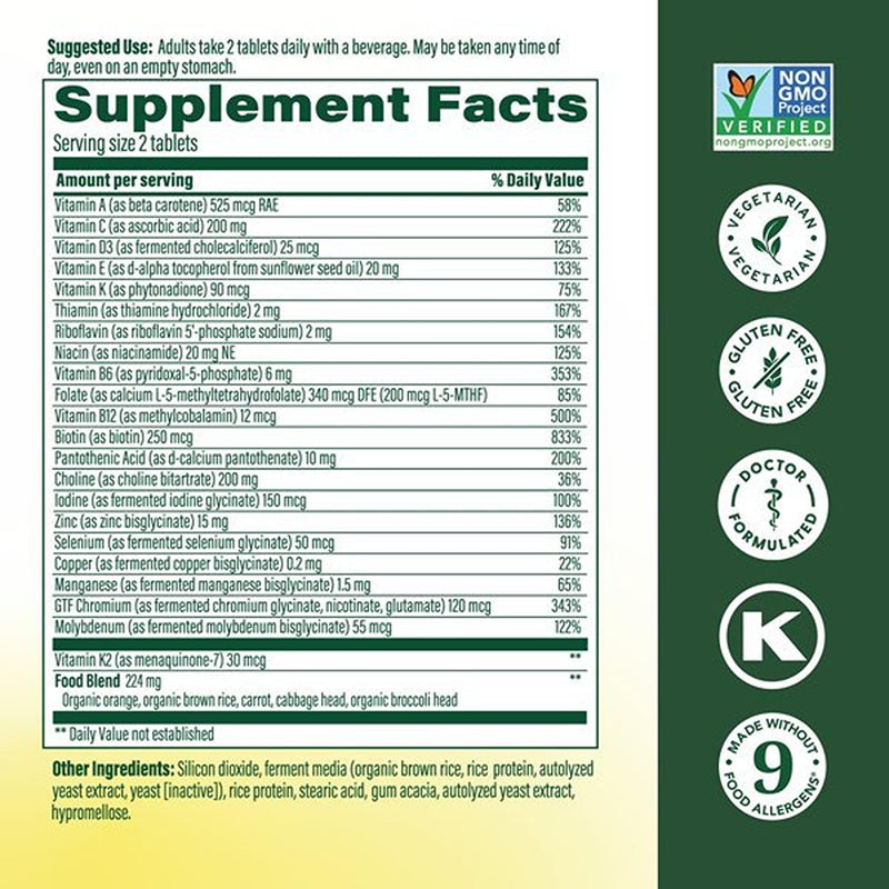 MegaFood Advanced Multivitamin for Men 40+ Doctor Formulated, 120 Tablets | Immune Support, Cellular Energy, Prostate & Brain Health, Choline, Methylfolate Vitamin C, D3, Zinc, Vegetarian, 60 Servings 120 Count (Pack of 1)