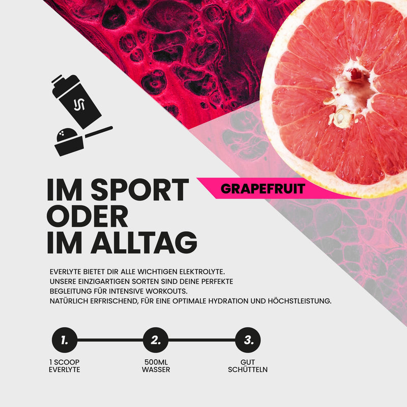 [Australia] - EVERLYTE Grapefruit Electrolyte Powder with Sodium, Potassium, Calcium, Magnesium & Chloride for Optimal Hydration / 35 Uses Low Calorie Sports Drink Powder / Natural, Vegan, Low Sugar Bag 