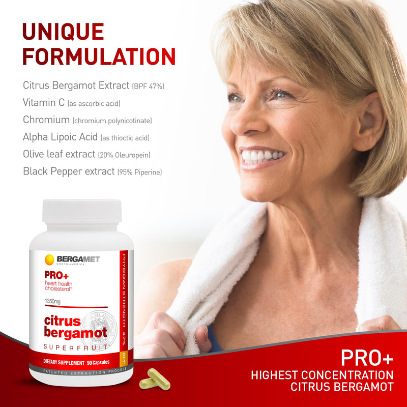 [Australia] - Citrus Bergamot SuperFruit PRO+ with 200mg Olive Leaf Extract - 47% BPF - 80% Polyphenols - 1350mg per Serving - Worlds Strongest - Backed by Clinical Studies - Made in The USA - 90 Caps 90 Count (Pack of 1) 