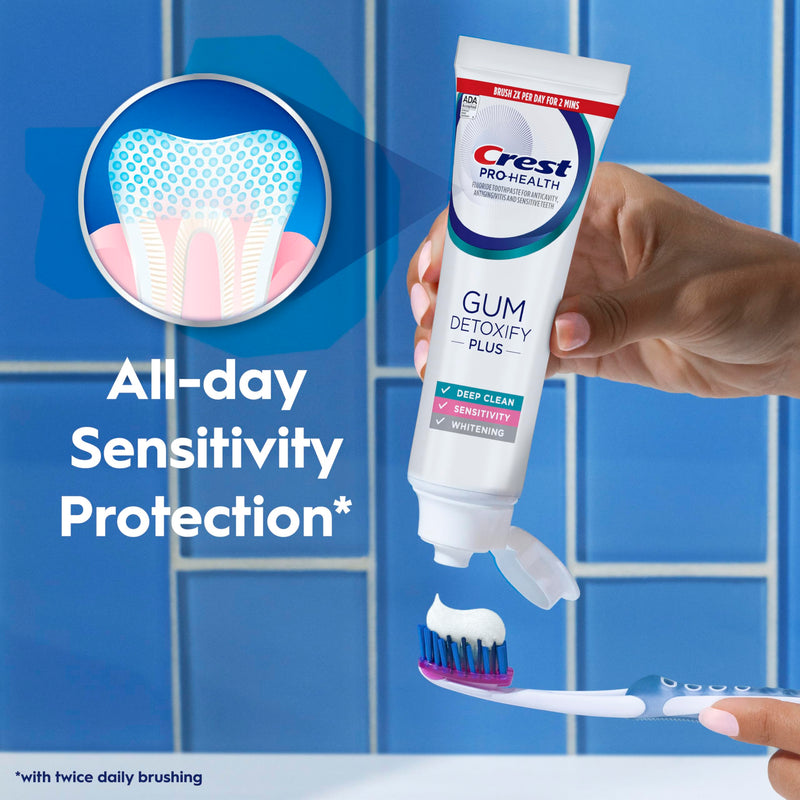Crest Pro-Health Gum Detoxify Plus Toothpaste 4.5 oz Pack of 3 - Antibacterial Fluoride Toothpaste, Sensitivity Protection, Whitens Teeth, Anticavity, Plaque Control 4.5 Fl Oz (Pack of 3)