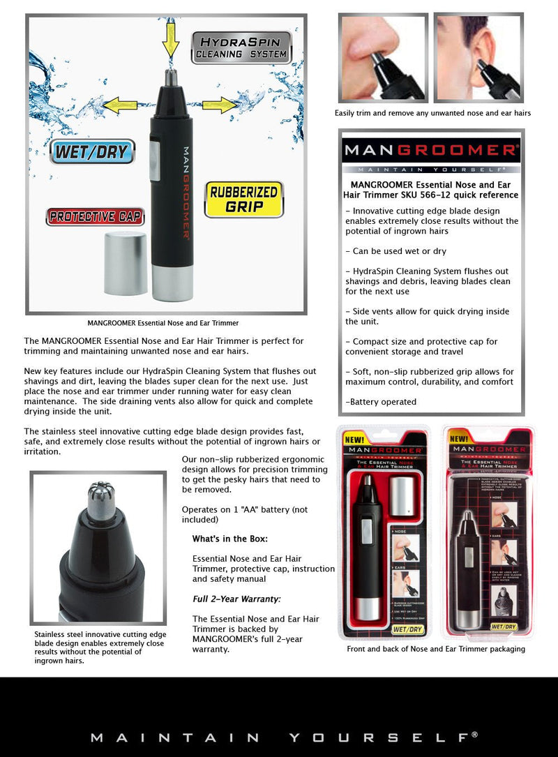 [Australia] - MANGROOMER PRO Essential Nose and Ear Hair Trimmer 