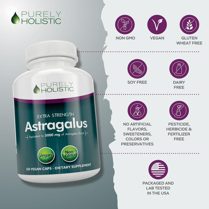 [Australia] - Astragalus Capsules 5,000 mg - 250 Capsules, 8+ Month Supply - Superior Strength Astragalus Root Extract 20:1 - Non GMO, Vegetarian & Vegan Friendly - Supports the Immune System & Cardiovascular 