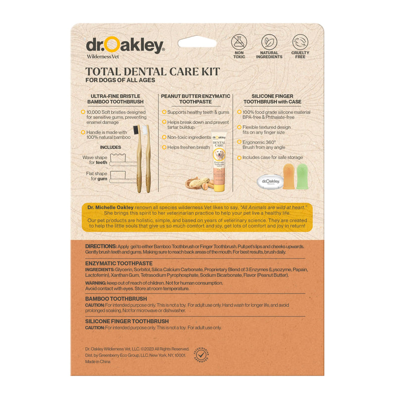 Total Dental Care Kit for Dogs: Peanut Butter Flavor - Toothpaste, Brushes, and Case, Natural