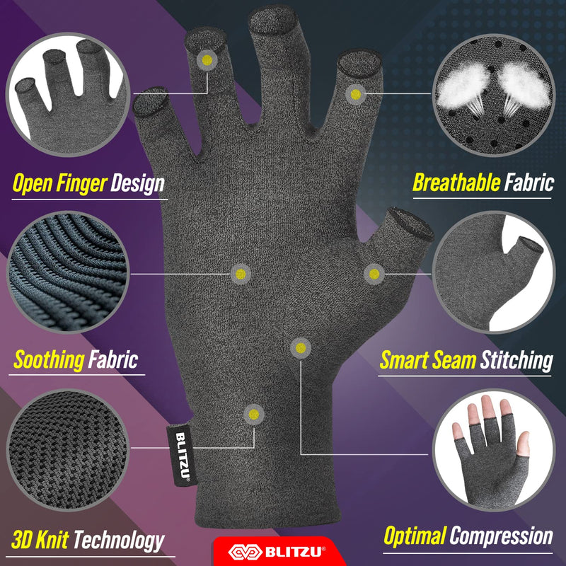[Australia] - BLITZU Massage Gloves For Hands Copper Hands Arthritis Gloves Women Carpel Tunnel Relief Half Finger Gloves Fingerless Gloves For Women Compression Gloves For Arthritis For Women PINK M Medium 